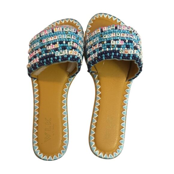 Women's Vacation Beaded Slide Sandals - Blue - Picture 4 of 7